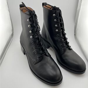 Black Lace-Up Ankle Boots